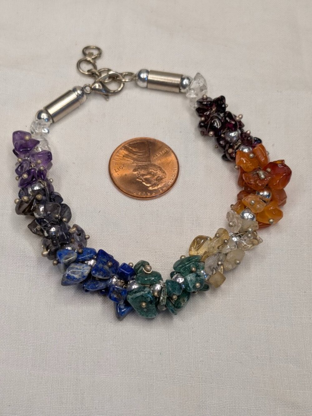 7‑Chakra Gemstone Chip Bracelet